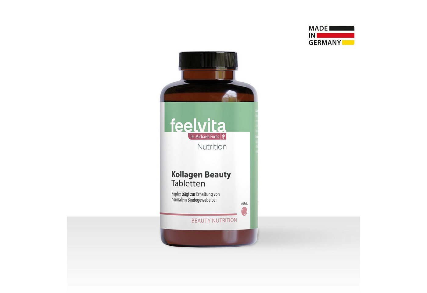 Genius Feelvita Nutrition Kollagen Beauty Tabletten 120 Tabletten, 2-Monatsvorrat à 120 St., Steigert Hautfeuchtigkeit & Spannkraft
