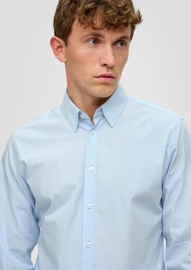 s.Oliver BLACK LABEL Langarmhemd Gestreiftes, elastisches Hemd aus Baumwollmix Blende