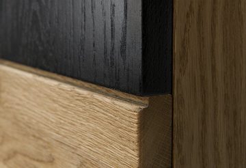 Stylefy Kommode Marakesh I Massivholz Honig Eiche Schwarz Matt (Sideboard, Schrank), 3-türig, aus Massivholz, Metall, Skandinavisch Design