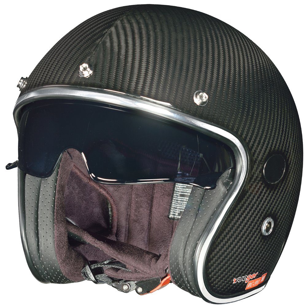 rueger-helmets Motorradhelm RC-591 Carbon Jethelm Motorradhelm Chopper Café Racer Sonnenvisier BobberRC-591 Carbon M