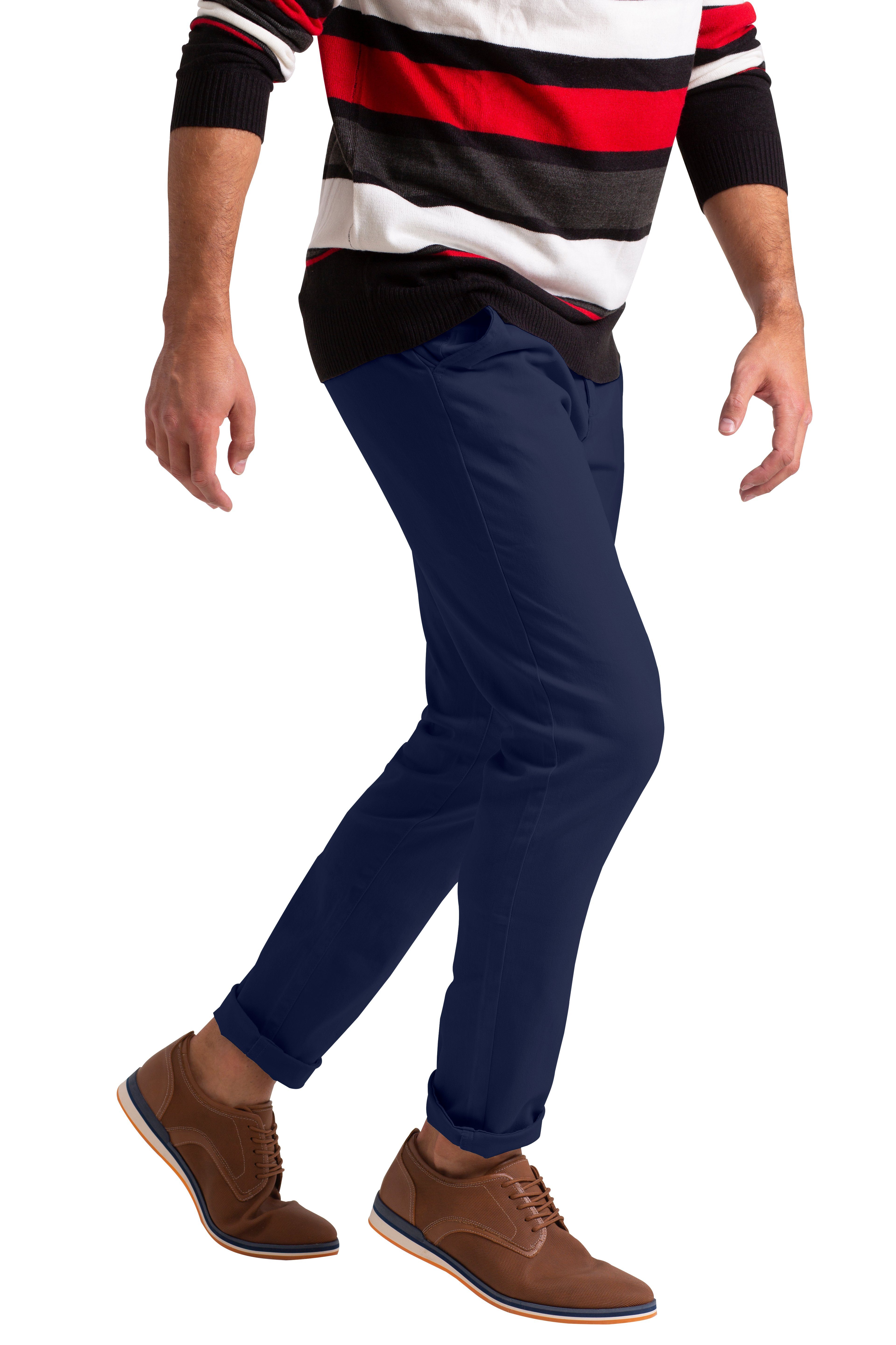 für Stretch-Chinohose BlauerHafen Herren Hose Navy Slim-Fit-Chinos Chinohose klassischer