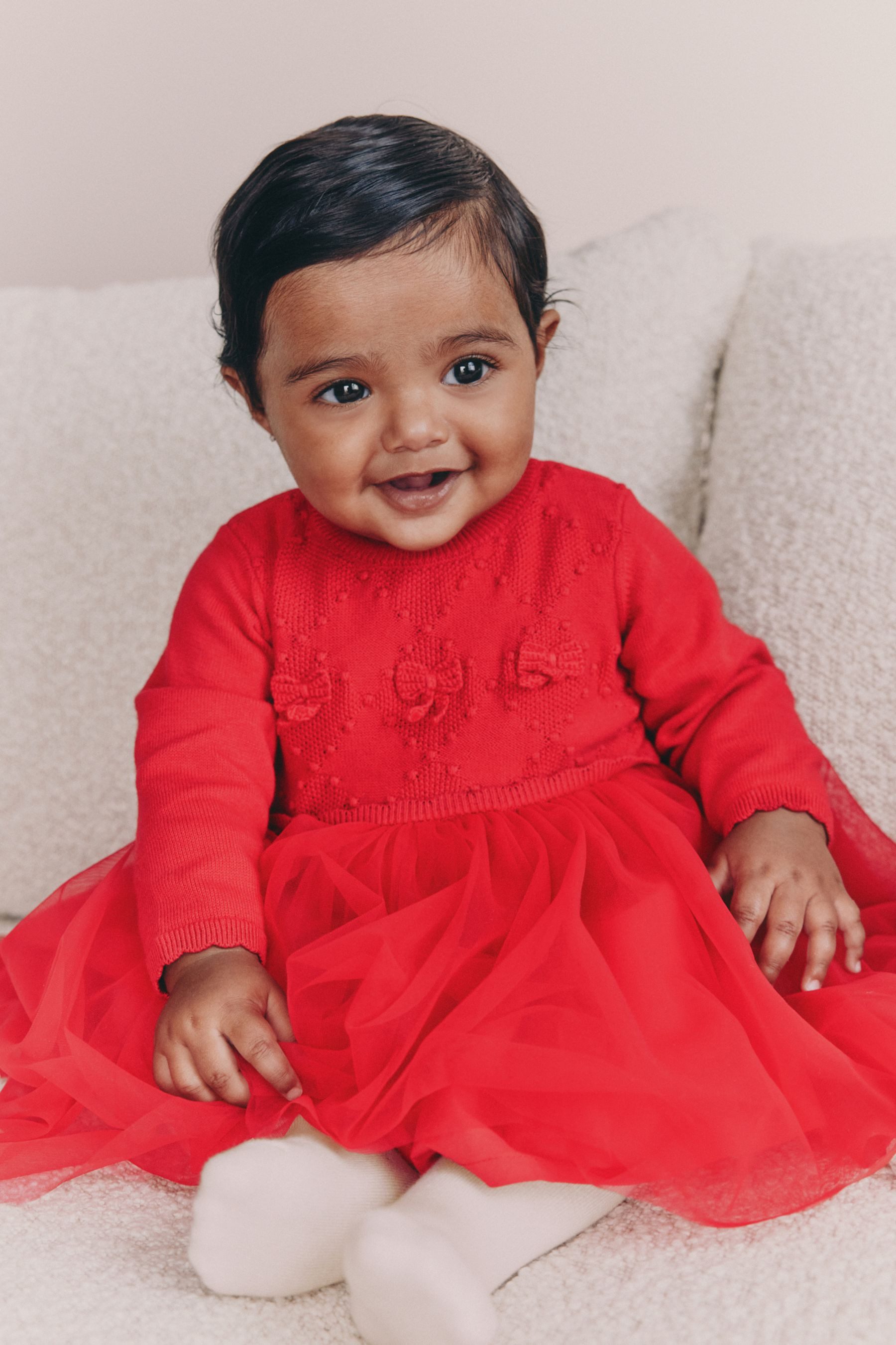 Next Strickkleid Baby Twoofer Strickkleid mit Mesh und Strumpfhose (2-tlg)