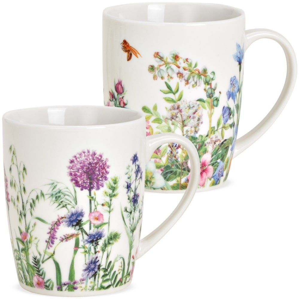 matches21 cm, Biene Porzellan Wildblumen & & Kaffeebecher bunt HOME Porzellan Tasse 2er 10 HOBBY