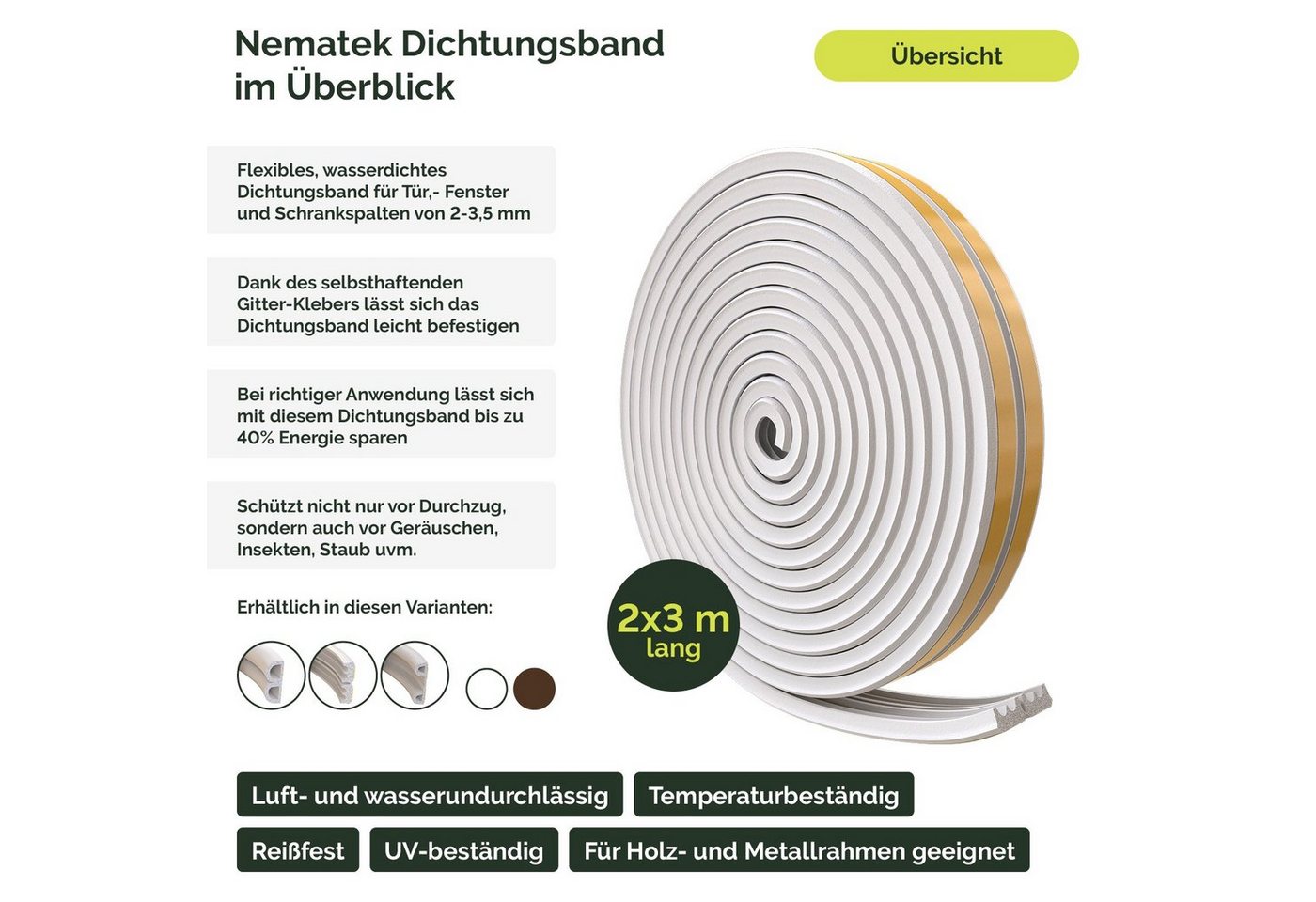 Thumbnail - Nematek Insektenschutz-Fensterrahmen Nematek® Dichtungsband für Tür- und Fensterspalten, selbstklebend