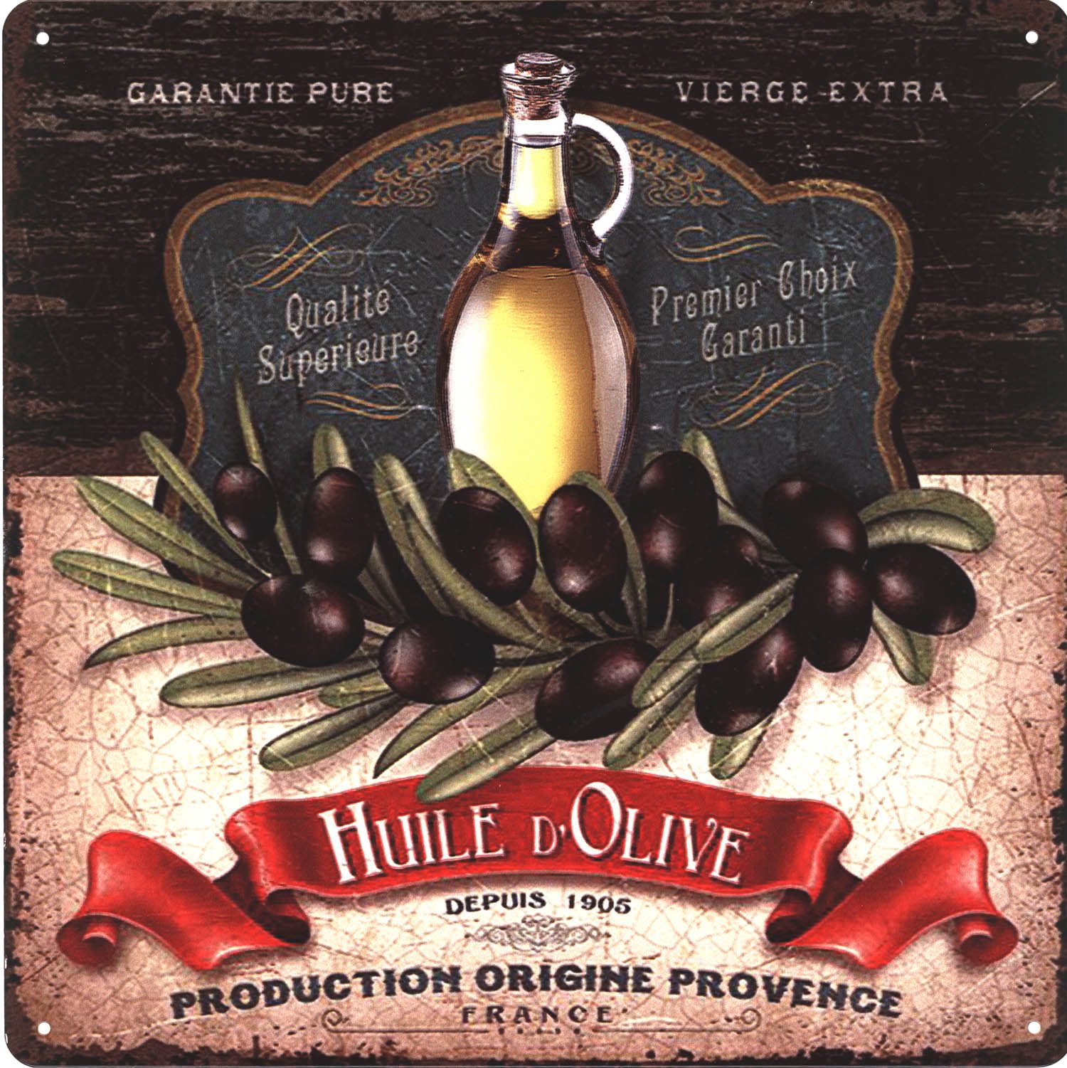 Moritz Metallschild Blechschild Huilde d Olive Olivenöl, (Einzeln), Vintage Retro Deko Schild Metallschild Wandbild Schild