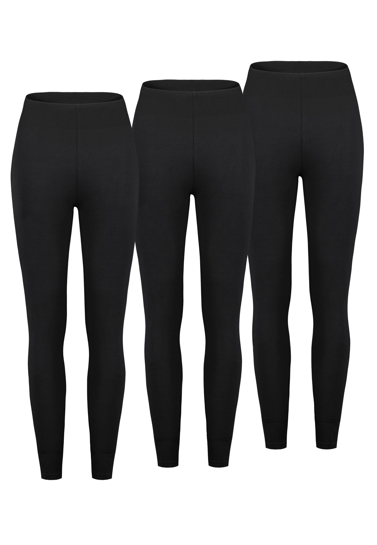 SUBLEVEL Leggings Damen lange Leggings 3er-Pack (3-tlg) verschiedene Farb-Packs, Single-Jersey
