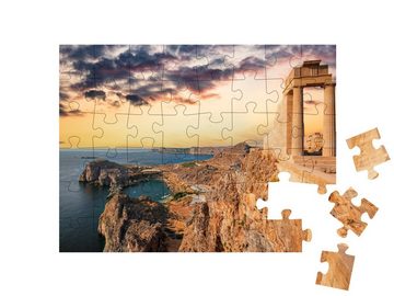 puzzleYOU Puzzle Dorf Lindos auf Rhodes, Griechenland, 48 Puzzleteile, puzzleYOU-Kollektionen Rhodos