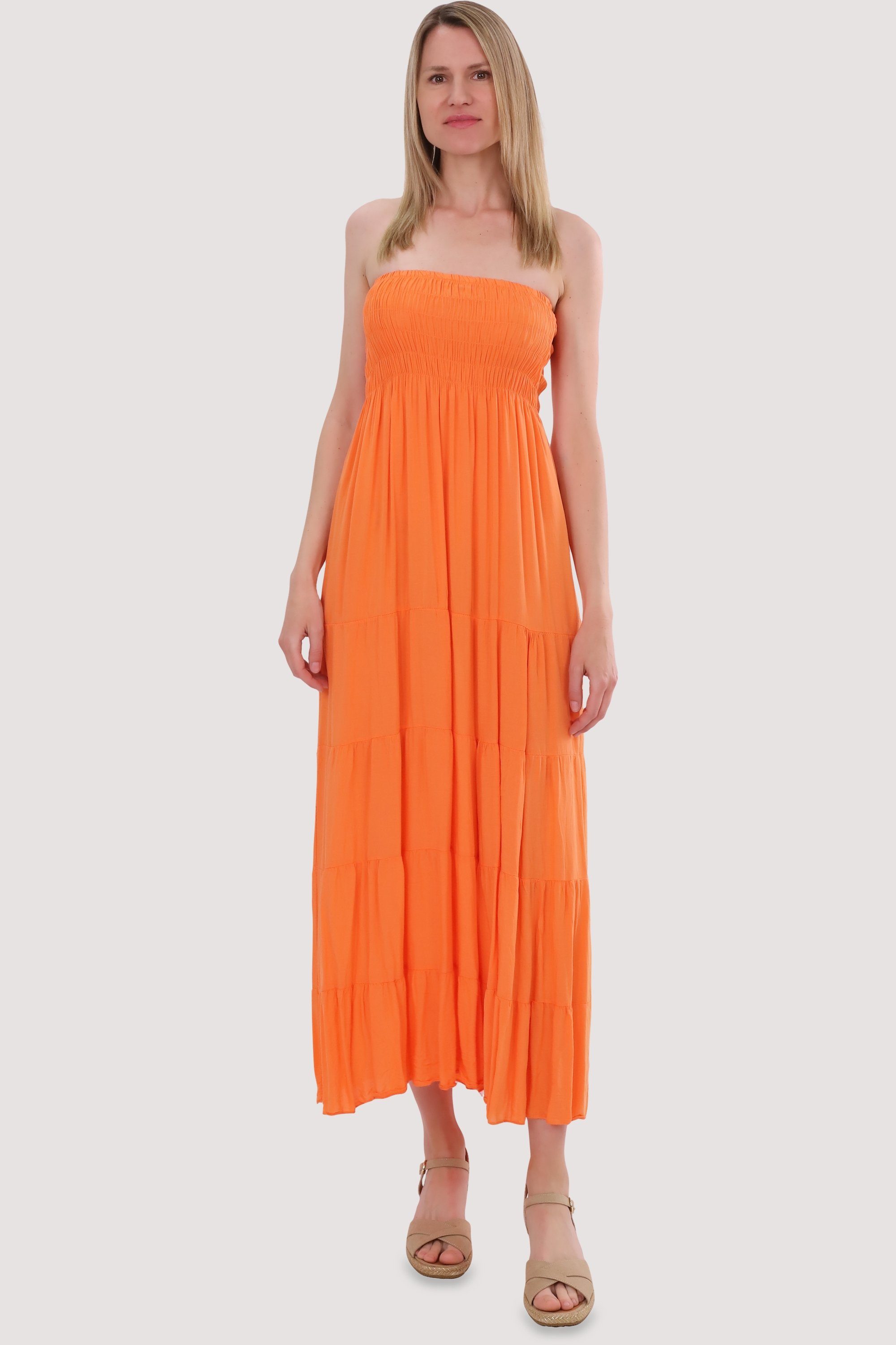 malito orange figurumspielendes Einheitsgröße Bandeaukleid Strandkleid fashion 4635 Sommerkleid more than