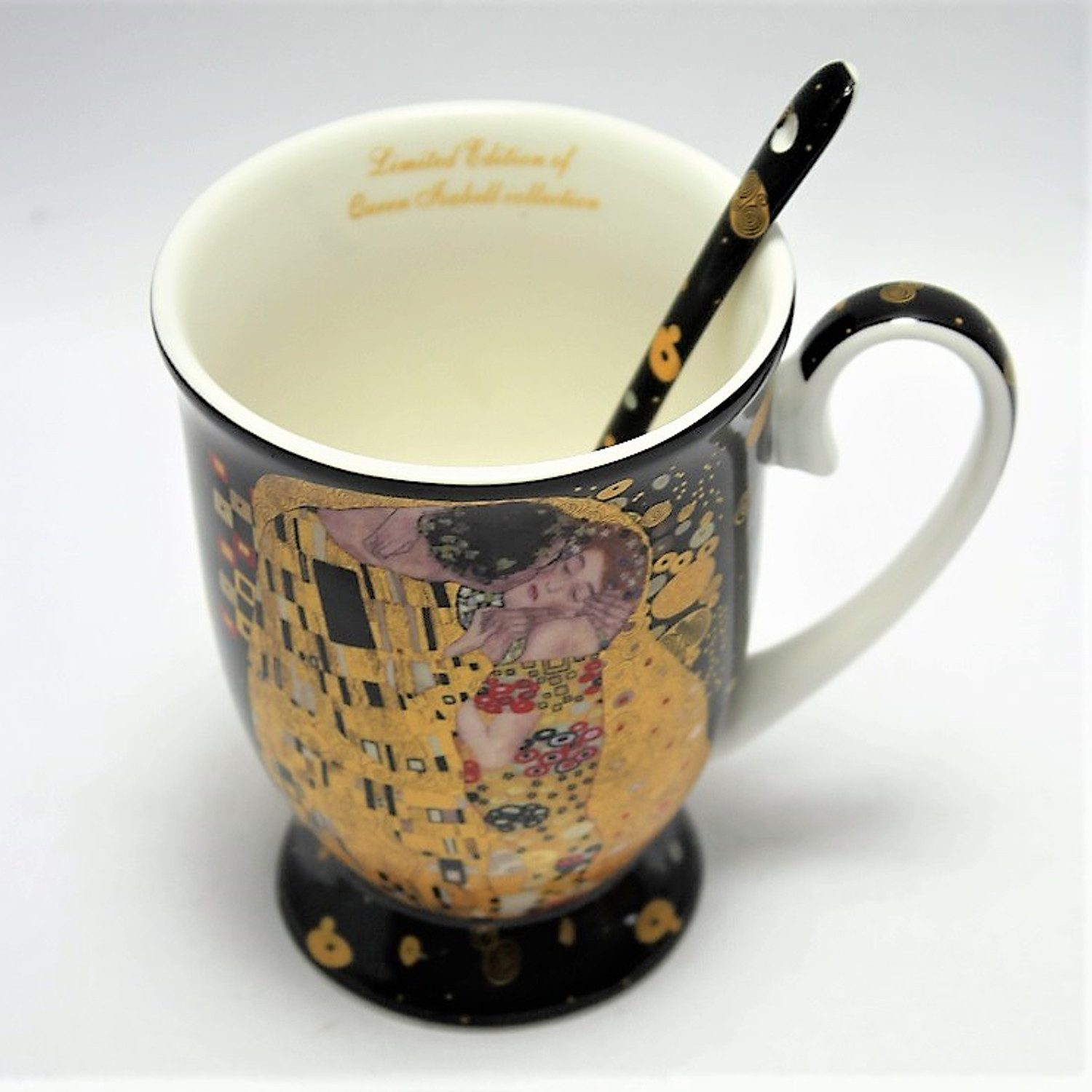 Queen Isabell Becher Porzellanbecher mit Löffel Klimt Der Kuss 300ml, Porzellan, Fassungsvermögen des Bechers: 300 ml