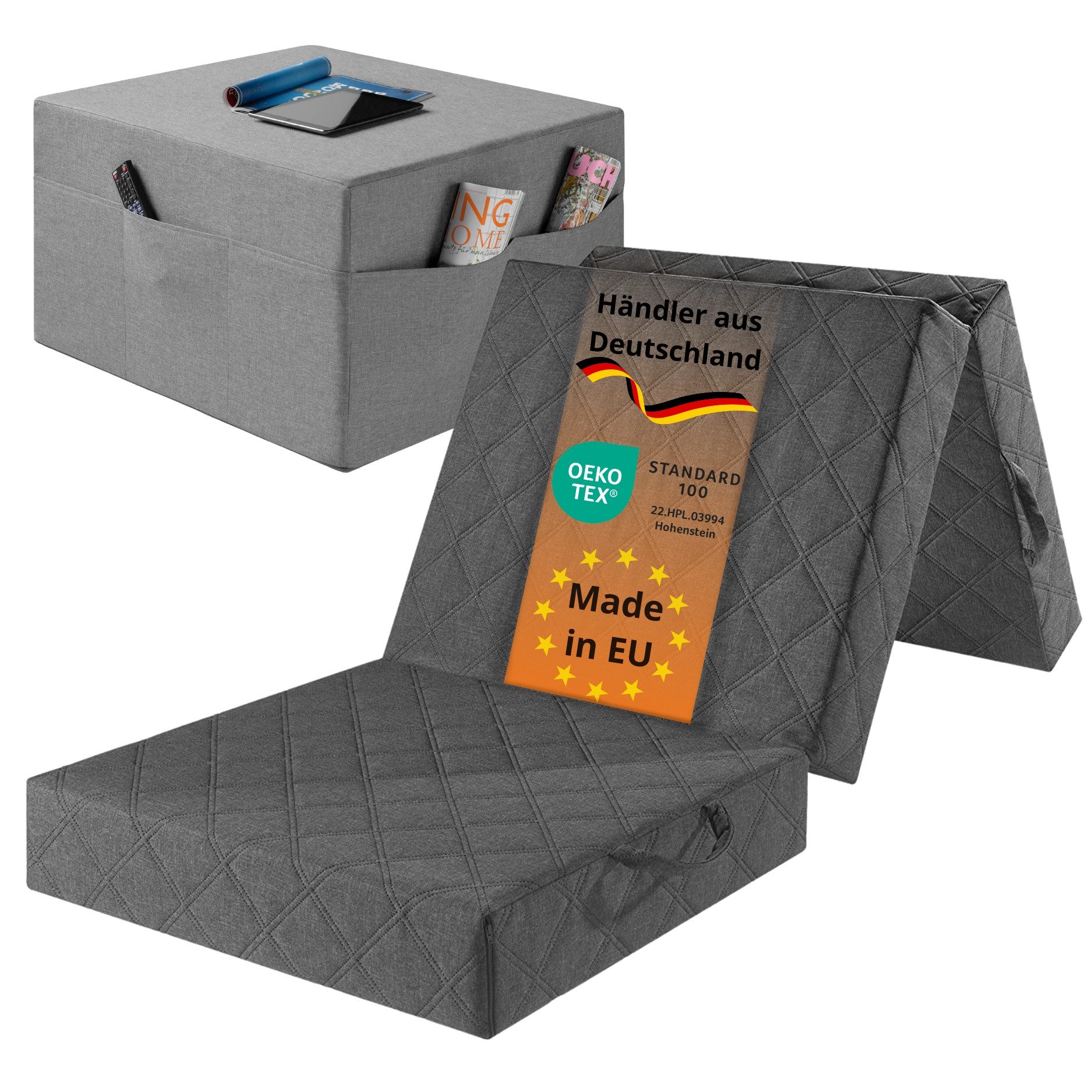 Klappmatratze, sleepling, 14 cm hoch, 75x195 cm, mit Husse