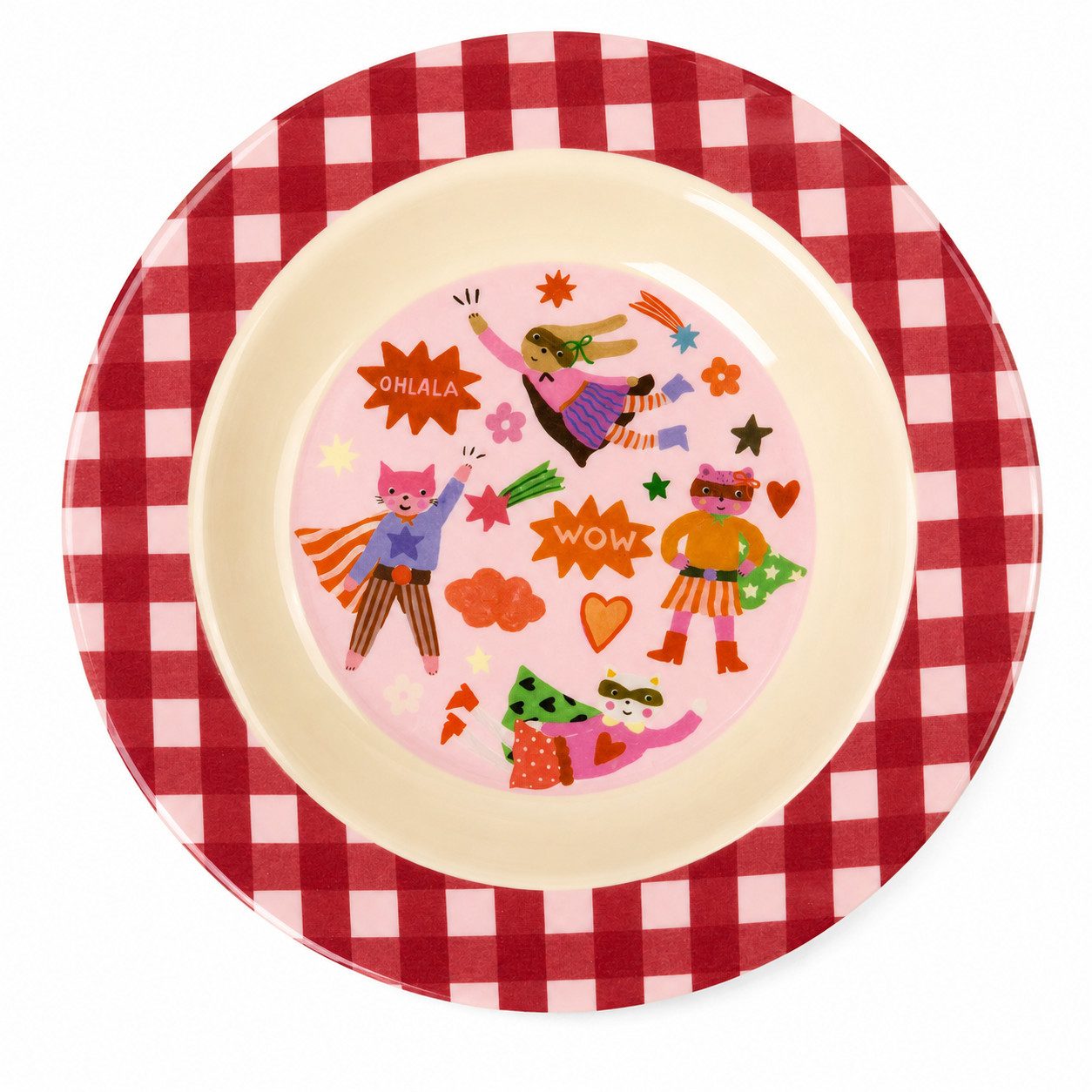 rice Teller Tiefer Kinderteller 20cm Rot Super Hero Melamin Kindergeschirr, (1 St)