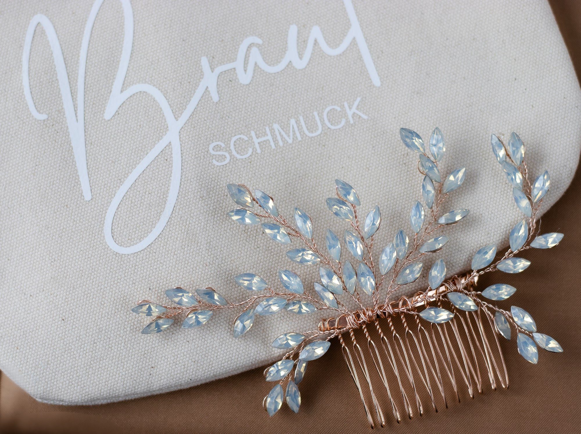 Brautkrone Diadem Braut roségold, Haarschmuck gold handgemachter silber Hochzeit Brautkamm Brauthaarkamm