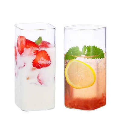 Zoha Glas Quadratische Glas Japanische Getränkebecher Borosilikatglas Cocktail, Borosilikatglas, Hitzebeständig - somit perfekt für jegliche Heißgetränke
