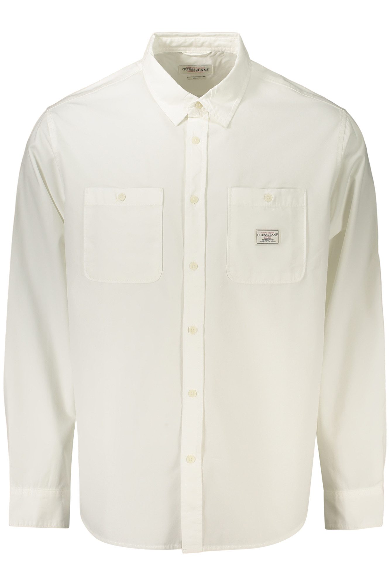 GUESS JEANS Langarmhemd Elegantes Herren Langarmshirt Weiß - Klassischer Schnitt & Details