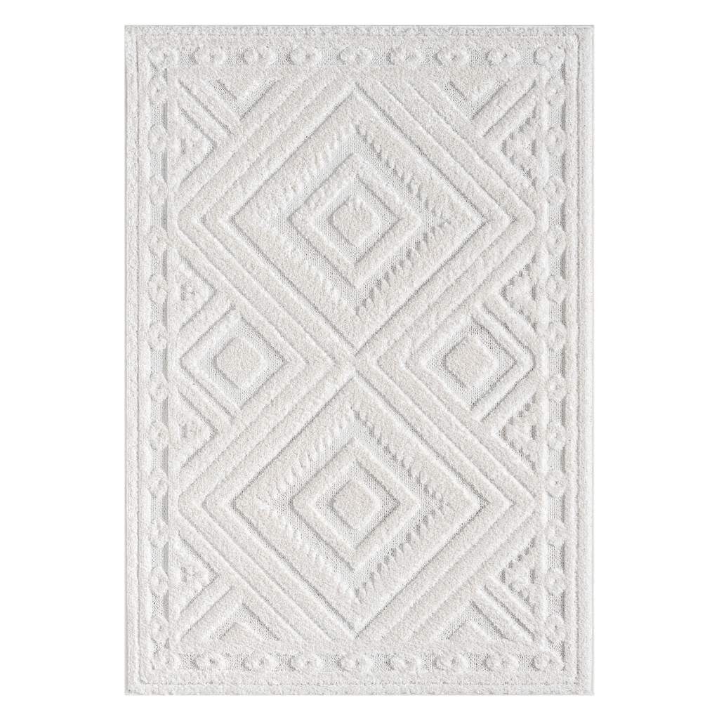 Carpet City Hochflor-Teppich FOCUS777, rechteckig, Höhe: 20 mm, Boho-Teppich, Hochtief-Muster/ 3D-Effekt, für Wohnzimmer, Schlafzimmer