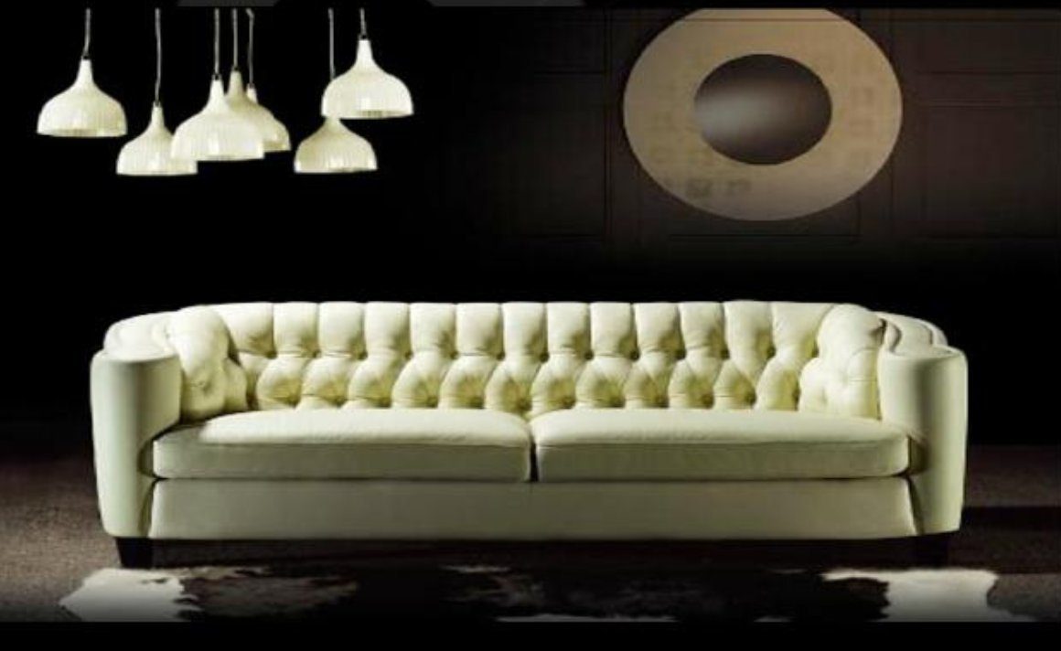 JVmoebel Chesterfield-Sofa Zeitgenössisches großes handgefertigtes weißes Chesterfield Sofa