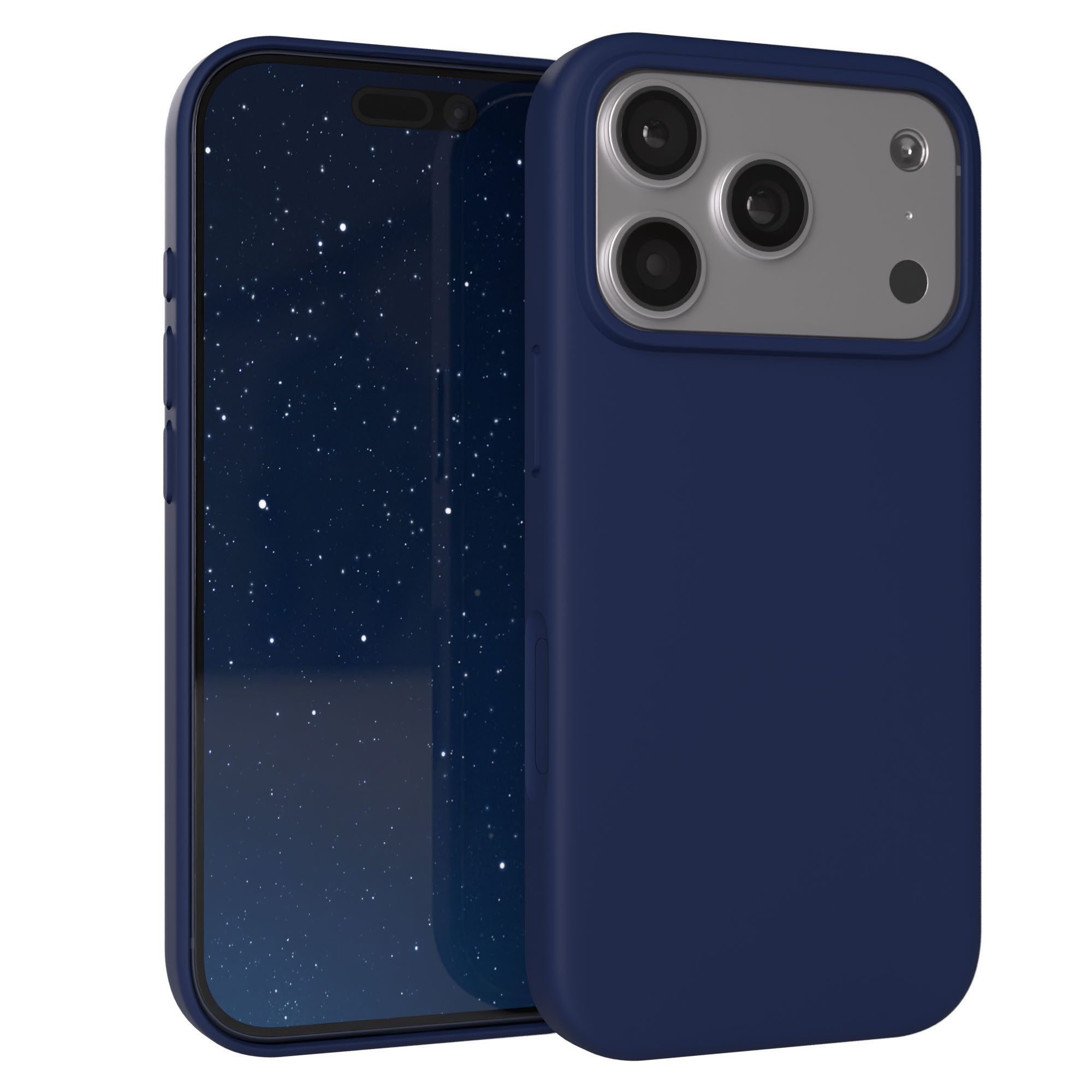 EAZY CASE Handyhülle für Apple iPhone 17 Pro Hülle Silikon 6,3 Zoll, Handy Softcase Hülle Silikon mit Displayschutz Case Blau / Nachtblau