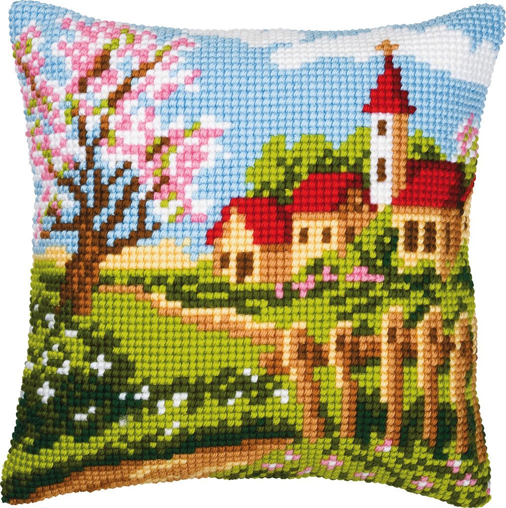 Vervaco Kreativset Kreuzstich-Kissen-Set Frühlingszeit - Stickbild vorgezeichnet, (Set, Vervaco embroidery Kit), Made in Europe