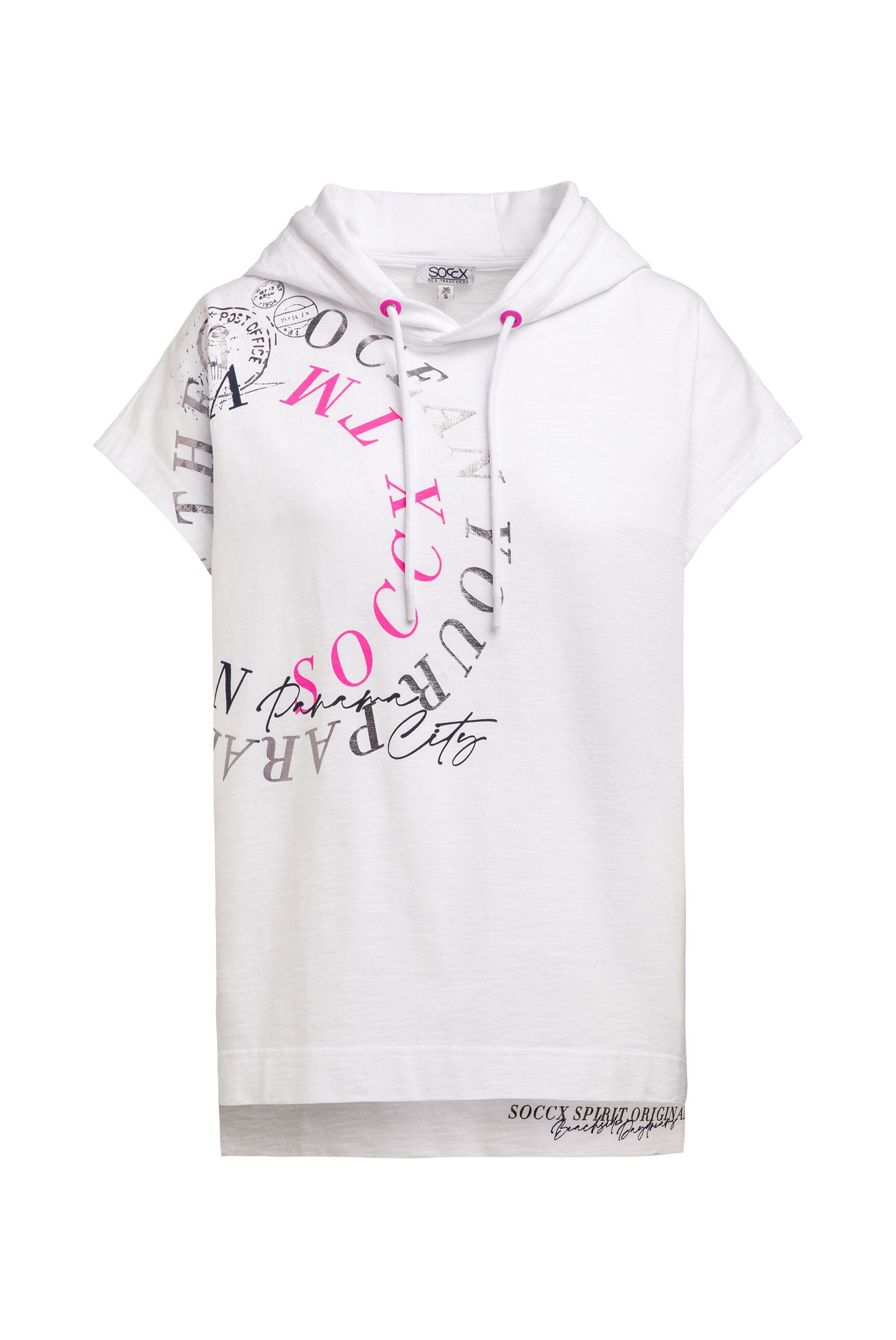 SOCCX Kapuzensweatshirt mit überschnittener Schulter & Seitenschlitze