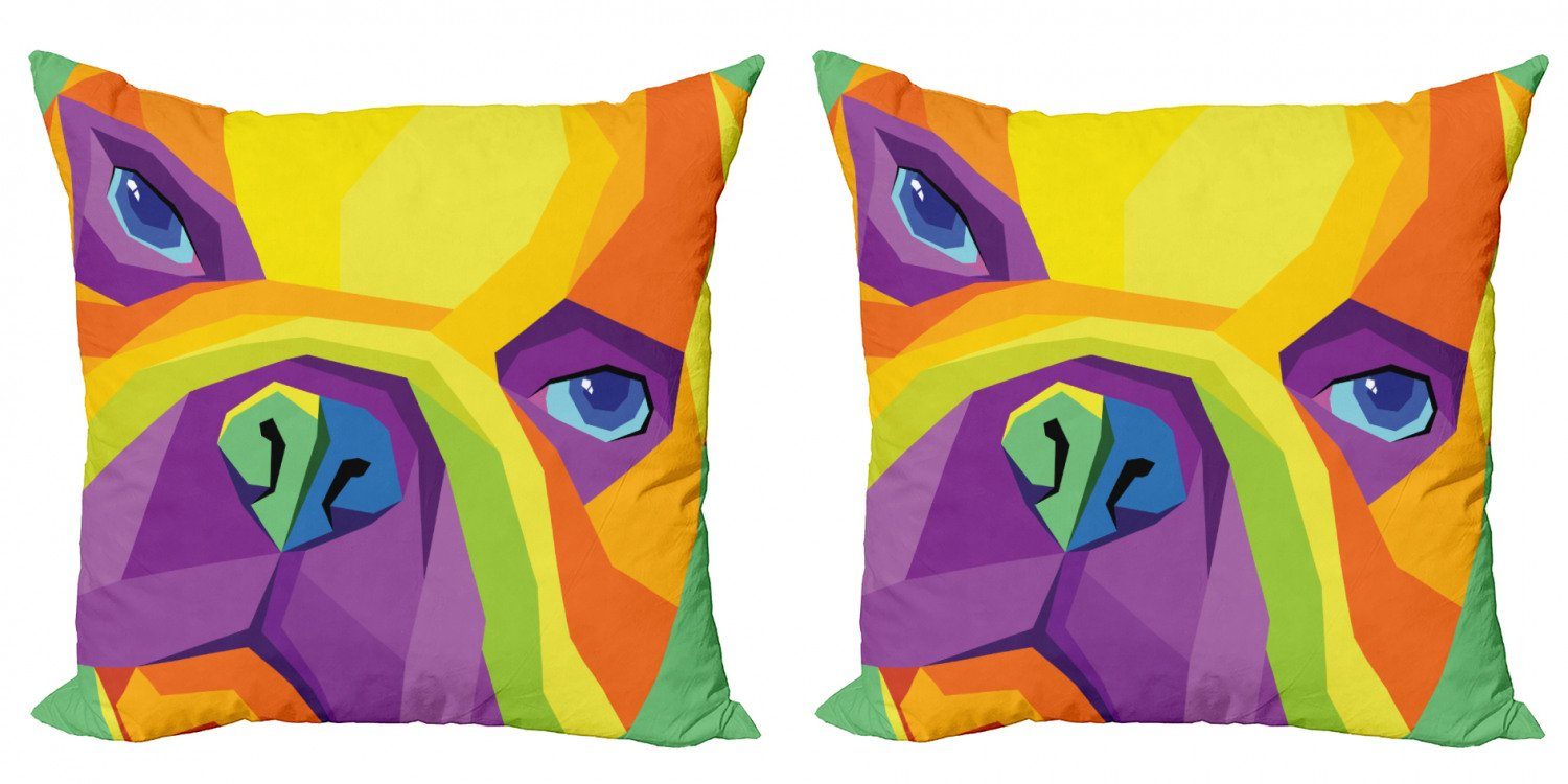 Kissenbezüge Modern Accent Gesicht Vibrant Bulldogge Doppelseitiger Digitaldruck, Stück), (2 Abakuhaus Zusammenfassung