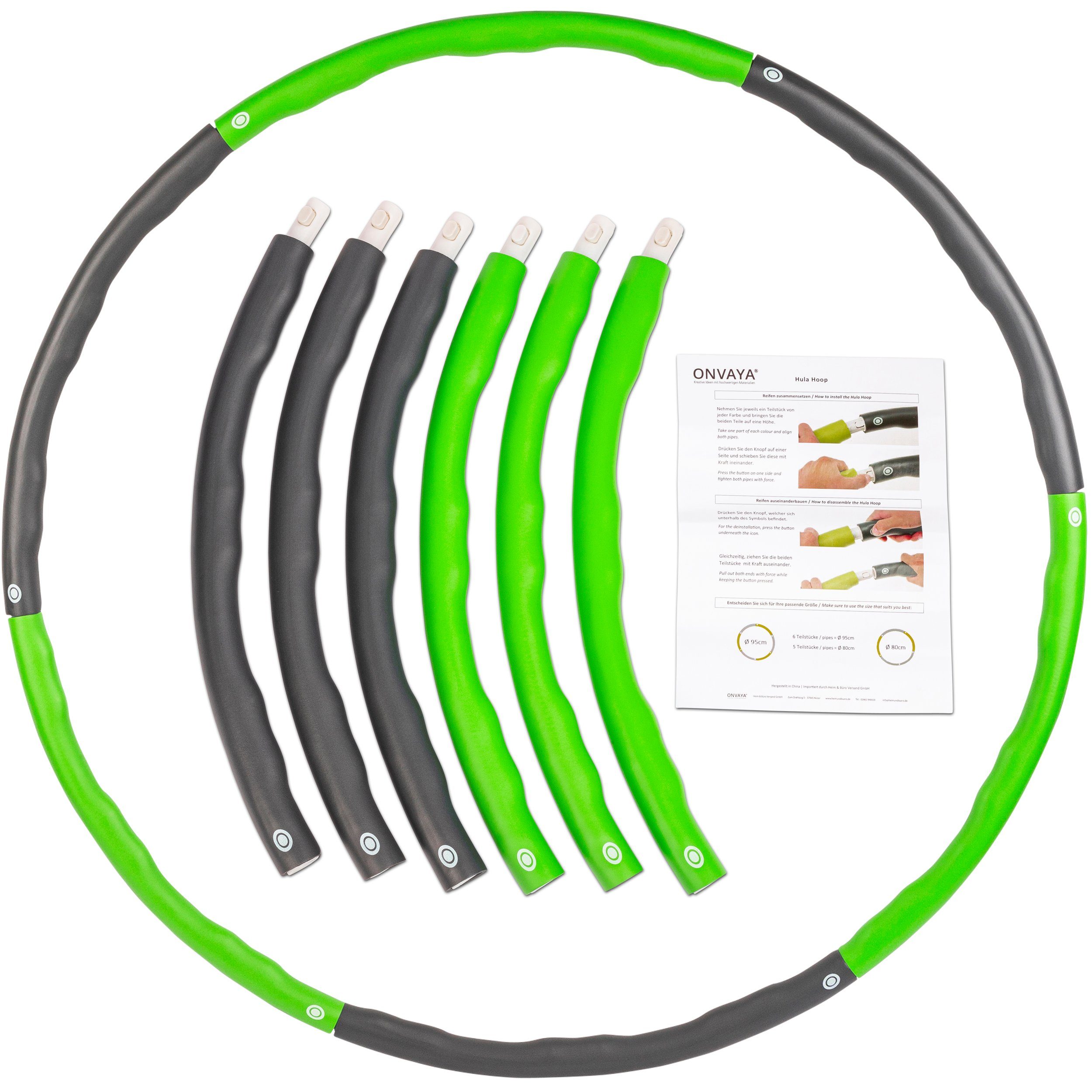 ONVAYA Hula-Hoop-Reifen ONVAYA® Hula Hoop Reifen Fitness für Erwachsene Grün