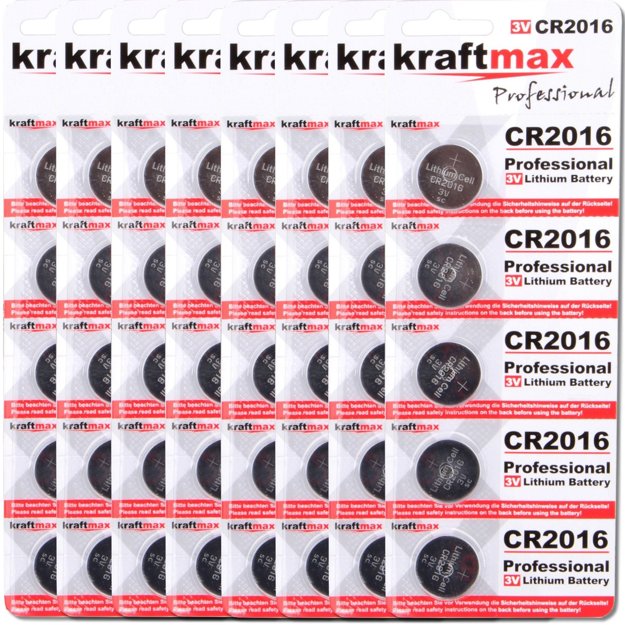 40er Pack CR2016 Lithium Hochleistungs- Batterie / 3V Knopfzelle Knopfzelle