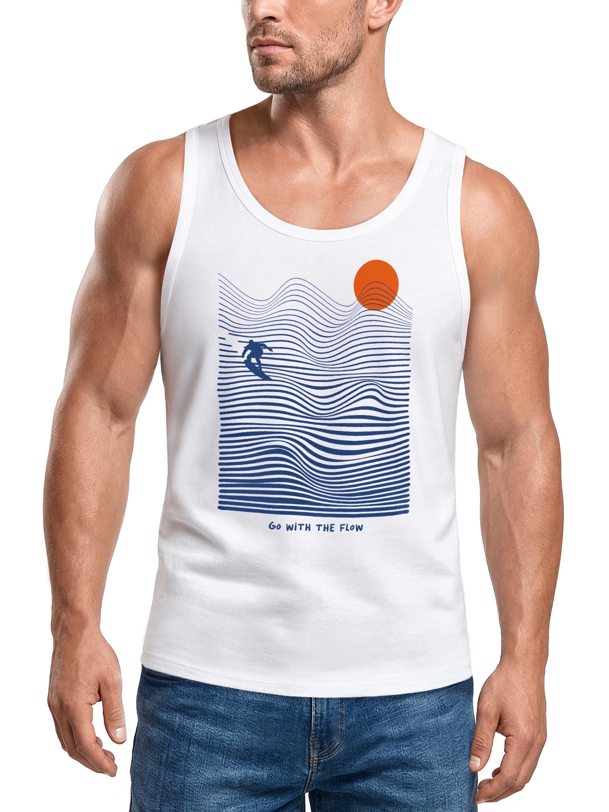 Neverless Tanktop Herren Tank-Top Surf-Design Sommer Grafikshirt im minimalistischen mit Print
