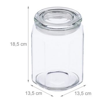 relaxdays Vorratsglas 6er Set Vorratsgläser mit Deckel 1800 ml, Glas