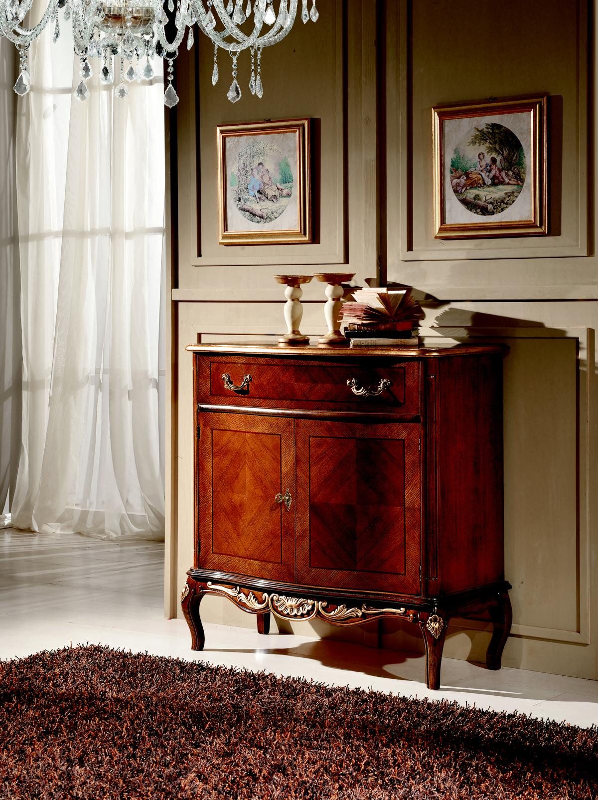 JVmoebel Kommode Italienische Holzkommode im Barock-Design mit 2 Türen und Schublade (1 St), Made in Europa