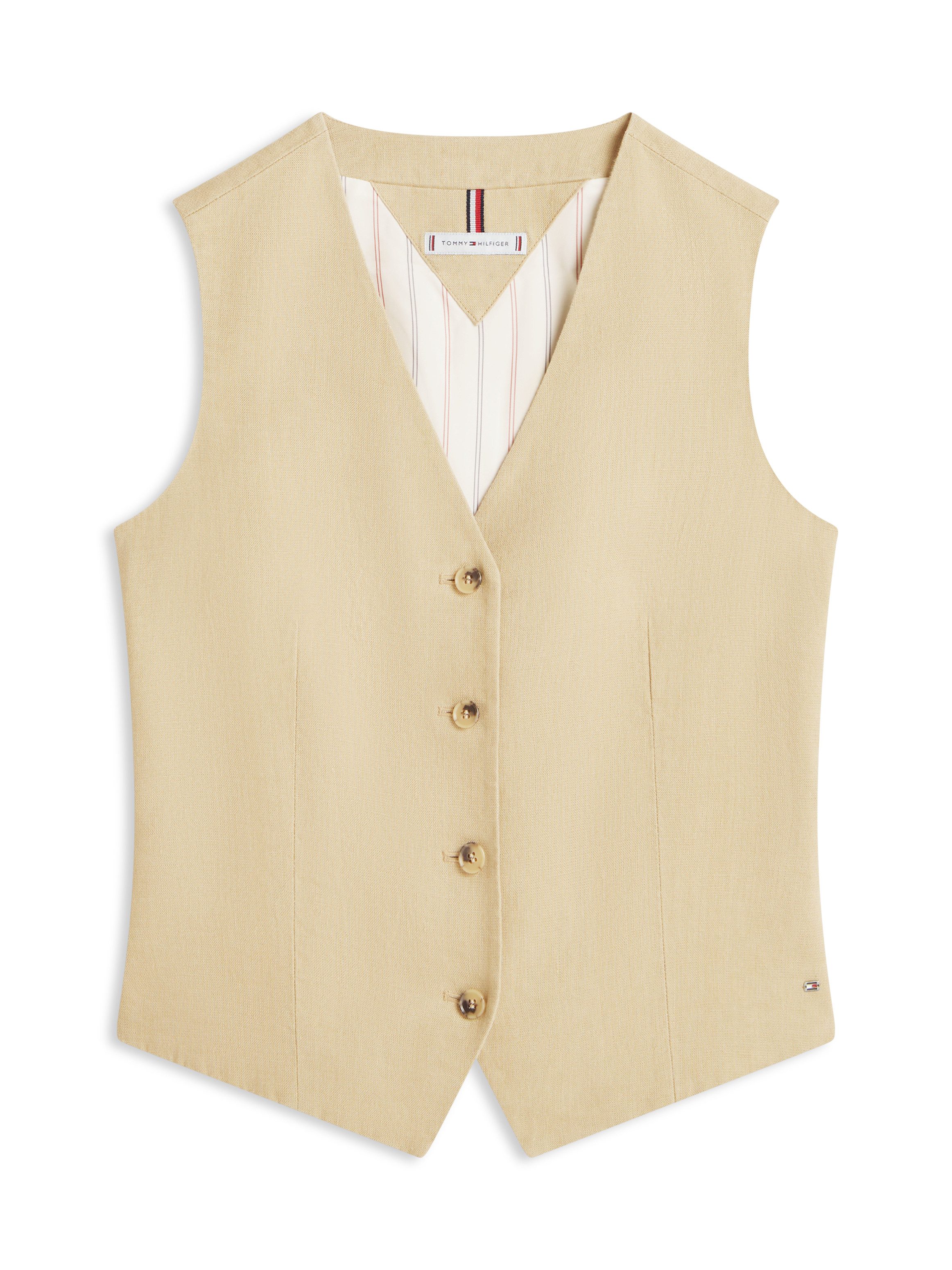 Tommy Hilfiger Anzugweste NEW ESS LINEN VEST mit Logo-Stickerei – Bild 4 von 5