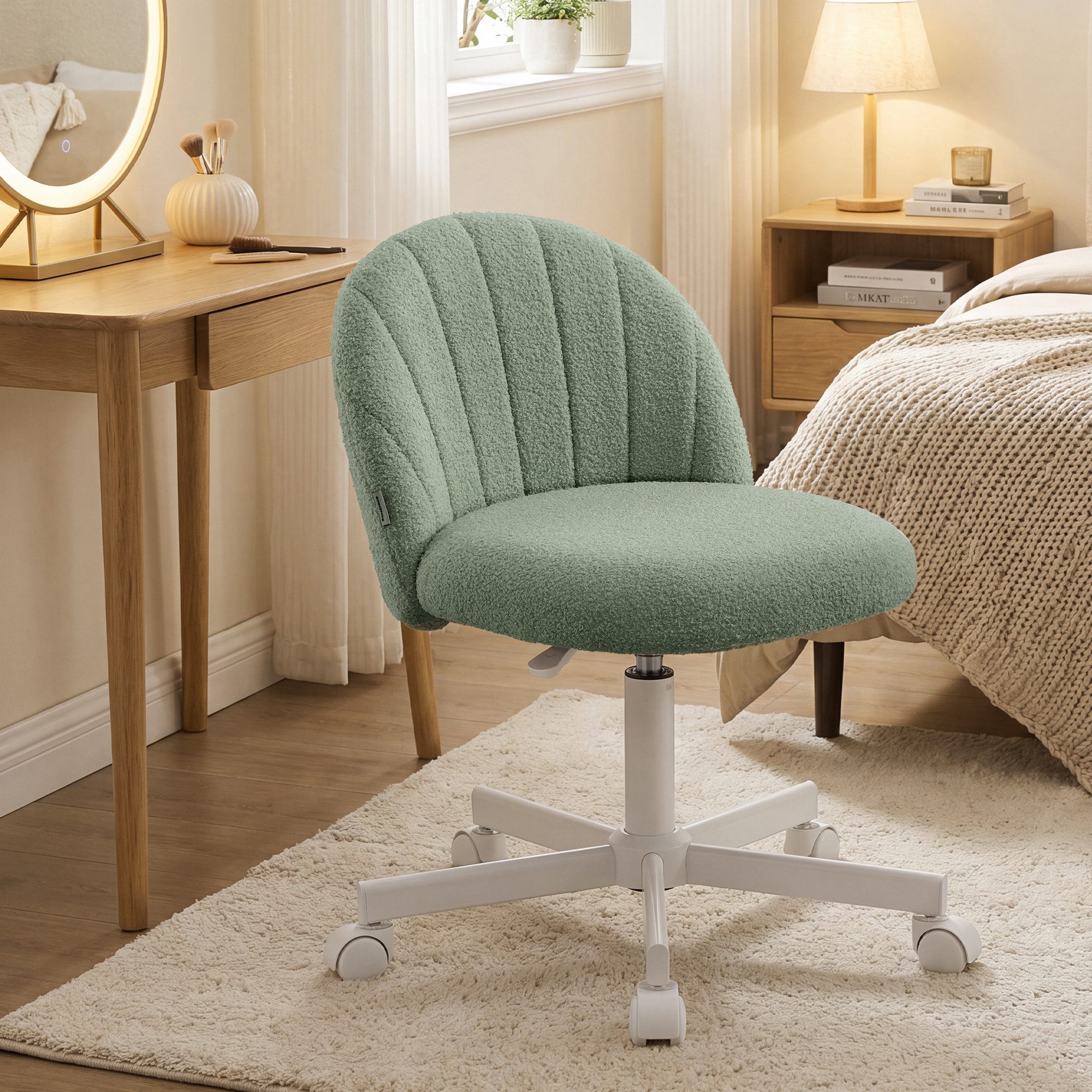 SONGMICS Bürostuhl Homeoffice-Stuhl, Schminkstuhl aus Fleece, Schreibtischstuhl, Schaumstoffpolsterung, höhenverstellbar, für Arbeitszimmer