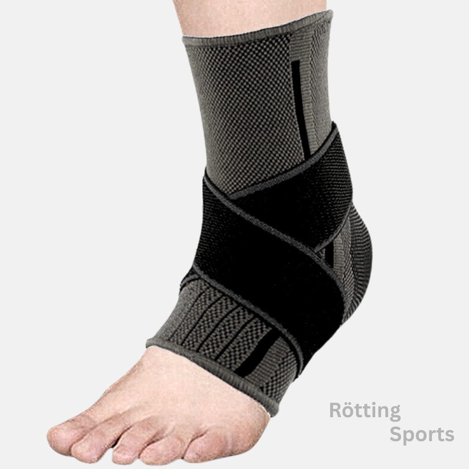 Rötting Design Sprunggelenkbandage Sprunggelenkbandage Fußgelenkbandage Knöchelbandage Fußbandage (Rötting Sports), atmungsaktiv, Farbe grau/schwarz, verschiedene Größen