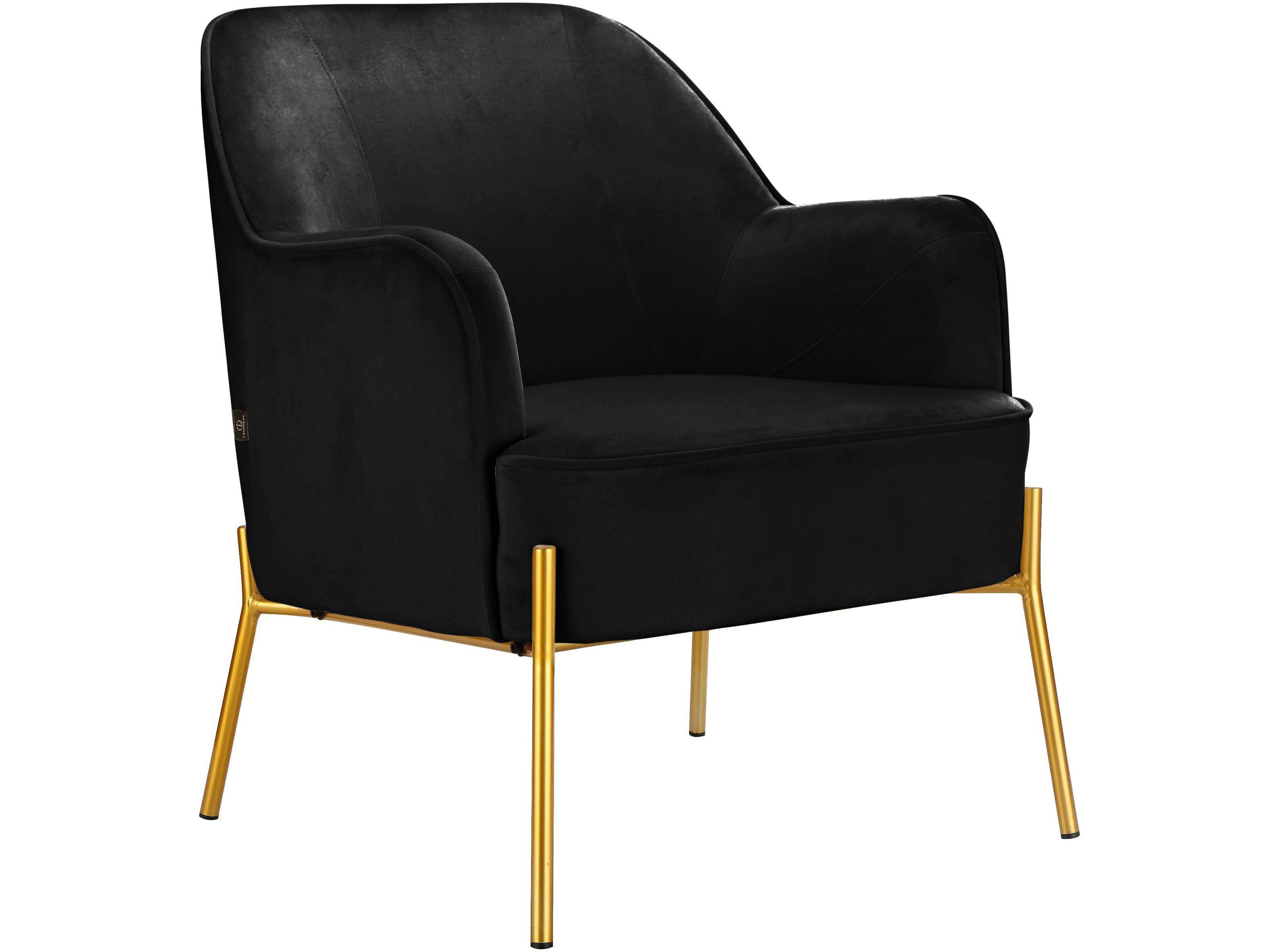 loft24 Sessel schwarz Bezug in Samtoptik, mit Armlehnen, 44 Ritler, cm Sitzhöhe