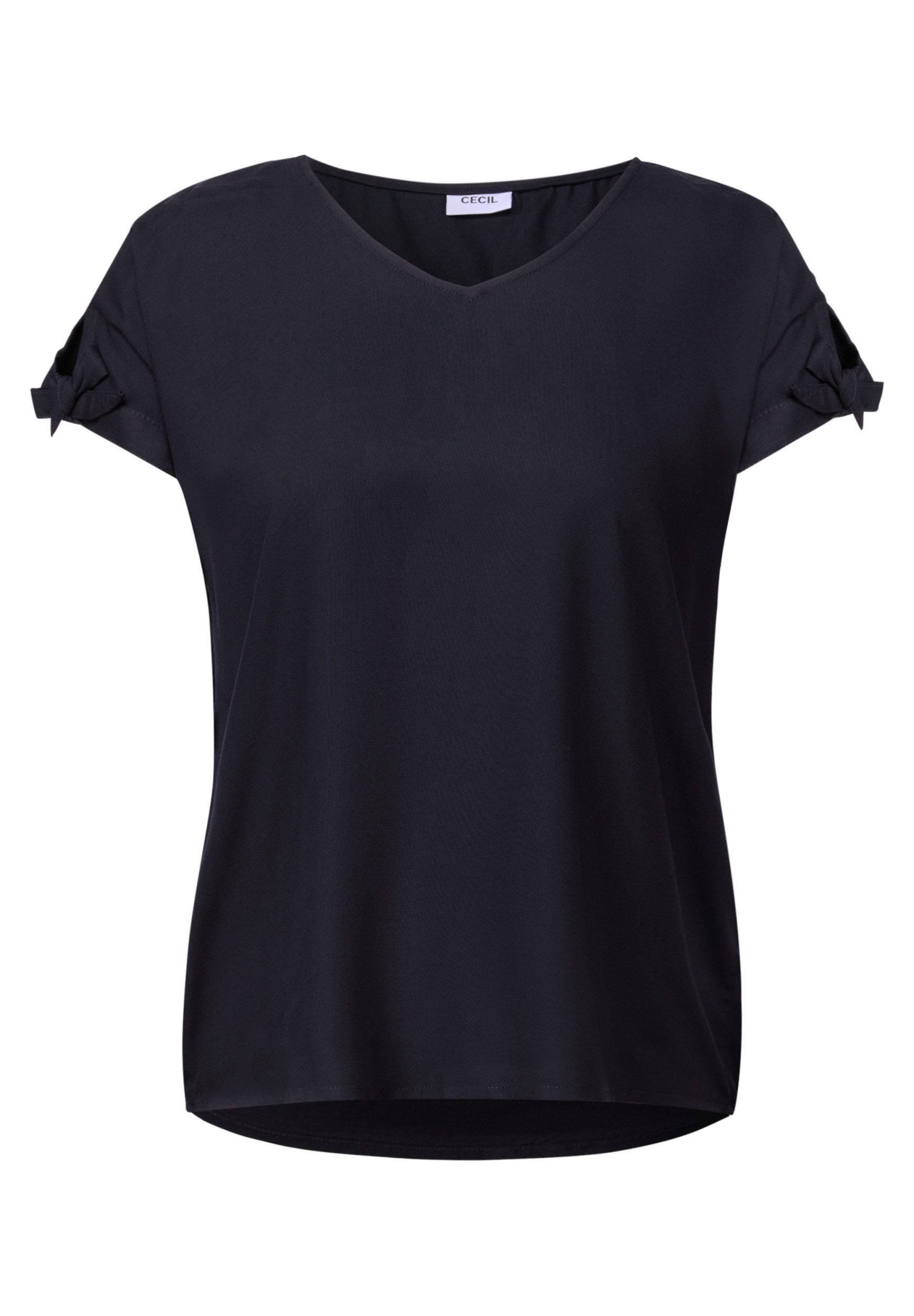 CECIL Kurzarmbluse TOS Solid Blouse w. Knot urban dark blue günstig online kaufen