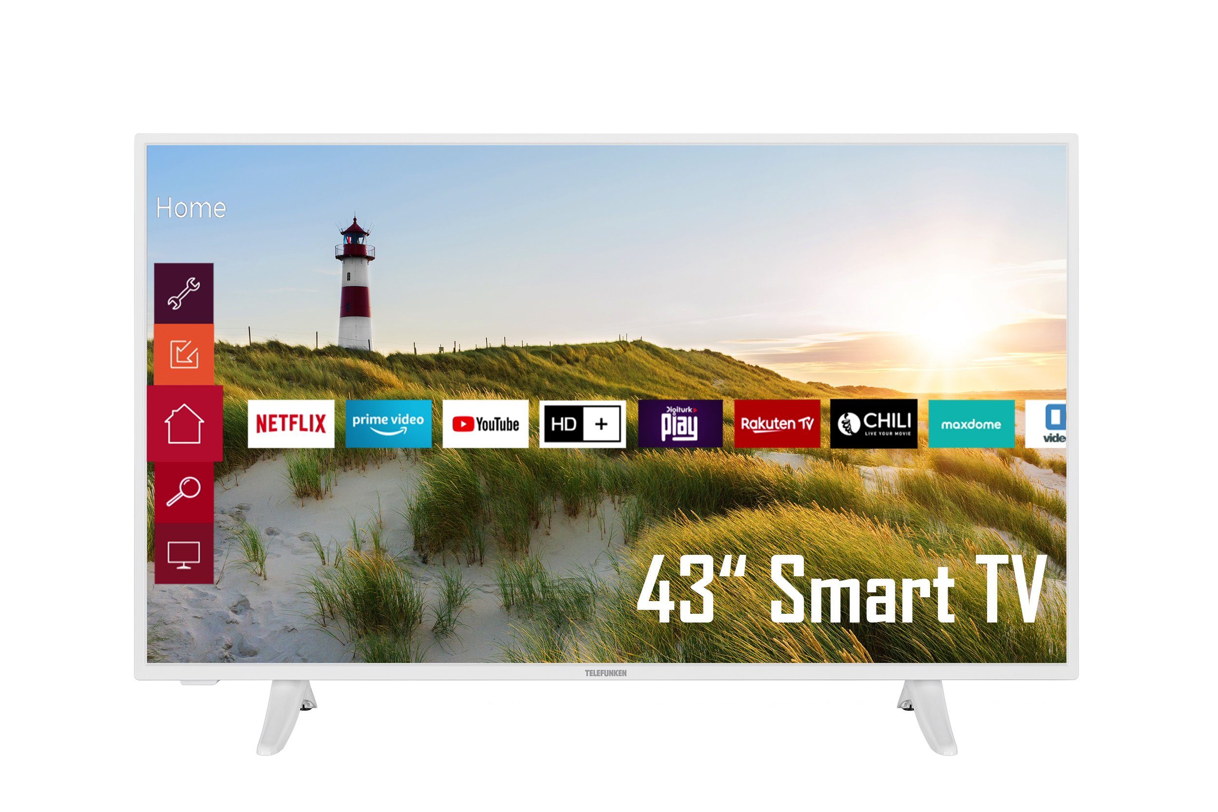 XF43K550-W Fernseher Triple-Tuner, Smart (108 Monate gratis) Zoll, HD+ cm/43 6 LCD-LED TV, Full HD, HDR, Telefunken