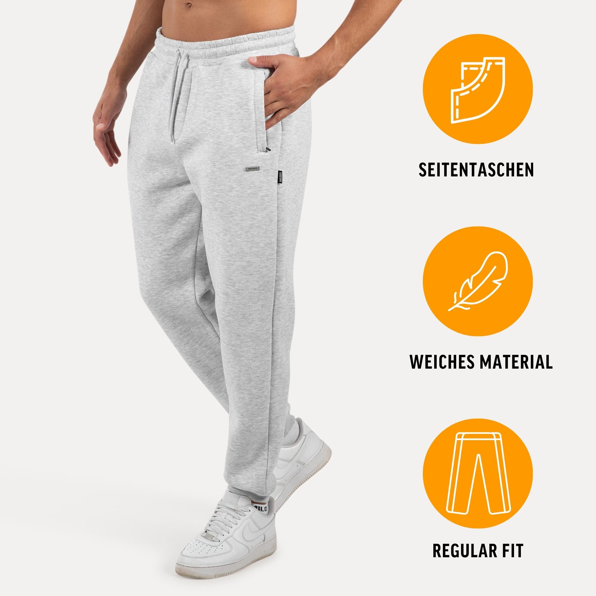 Smilodox Jogginghose Ilyas, Regular Fit Sweathose, Taschen, Metalllabel, weiches Material Jogger Kordelzug am Bund Bequeme Freizeithose Streetstyle Alltag – Bild 2 von 5