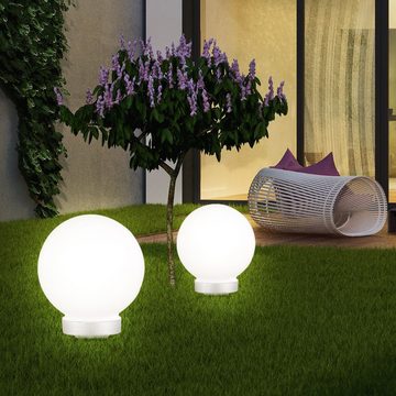 etc-shop Gartenleuchte, LED-Leuchtmittel fest verbaut, 3x LED Solar Steck Steh Lampen weiß Garten Weg Außen Beleuchtung