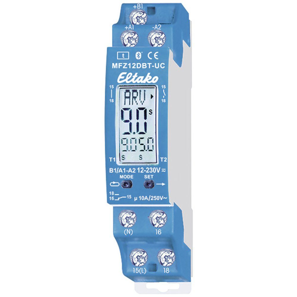 Zeitrelais Eltako 23001003 MFZ12DBT-UC Zeitrelais 230 V/AC 1 St. Zeitbereich: 0.