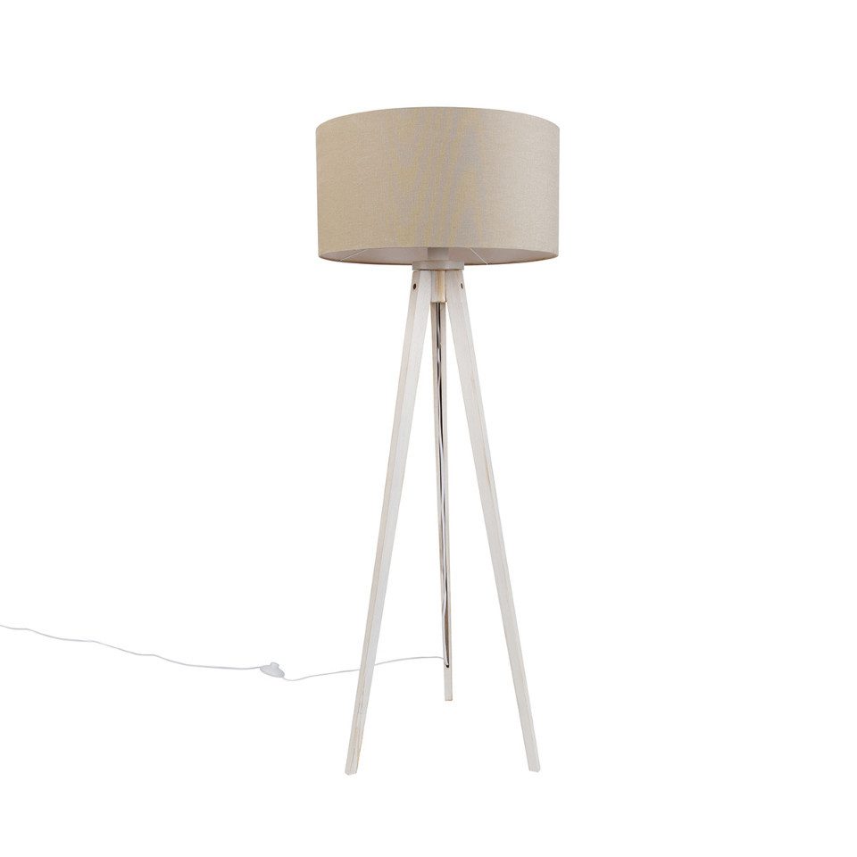 Qazqa Stehlampe Tripod classic, ohne Leuchtmittel, E27, Weiß, Landhaus, Hol günstig online kaufen