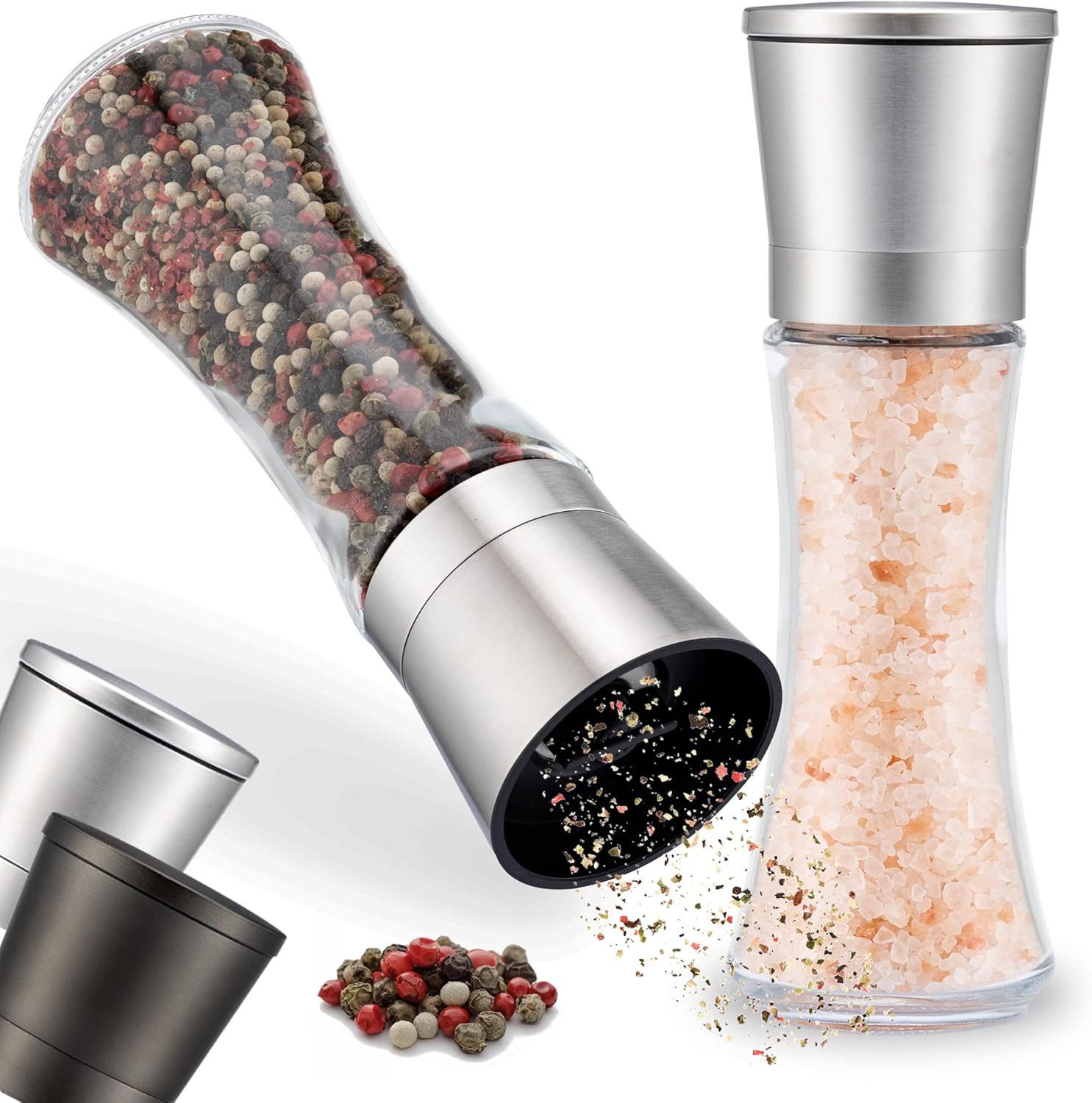 ZOLMER Gewürzmühle 2er Set mit Verstellbarem Keramikmahlwerk Edle Salzmühle & Pfeffermühle aus Hochwertigem Edelstahl, Auch als Chilimühle [Ohne Gewürzinhalt]