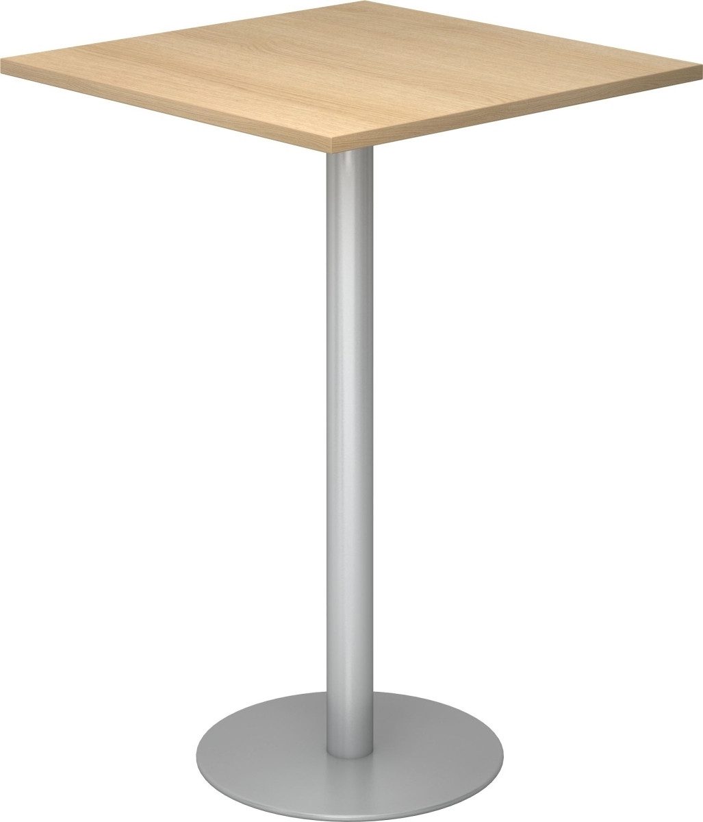 Empfangstheke Stehtisch 80x80cm Eiche/silber