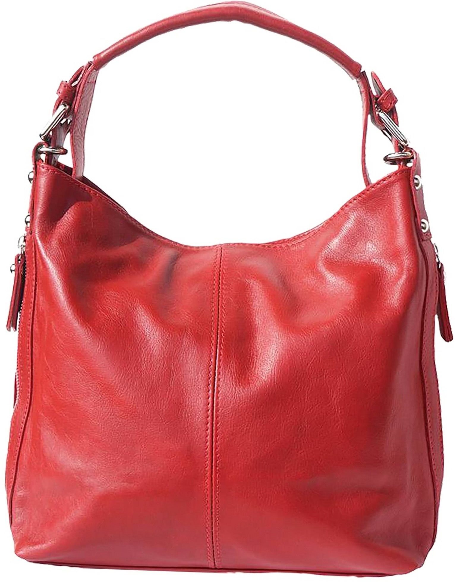 FLORENCE Сумки для покупок Florence Hobo Bag Echtleder Handtasche (Shopper, Сумки для покупок), Damen Tasche Echtleder rot, Made-In Italy