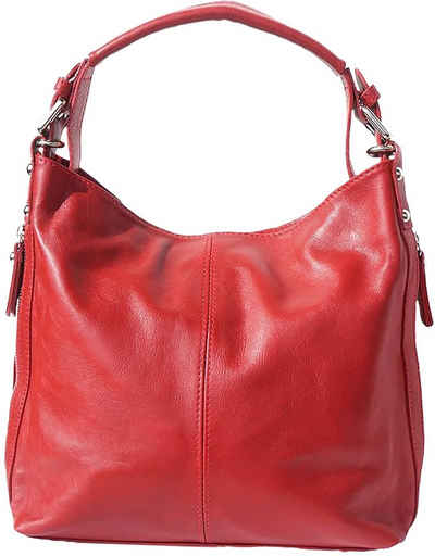 FLORENCE Shopper Florence Hobo Bag Echtleder Handtasche (Shopper, Shopper), Damen Tasche Echtleder rot, Made-In Italy