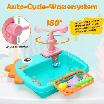 Fivejoy Lernspielzeug Simulation Spülbecken Elektrisches Küchenspielzeug für Kinder (Kinder Waschbecken Spielzeug Küche Waschbecken Rolle spielen Spielzeug)