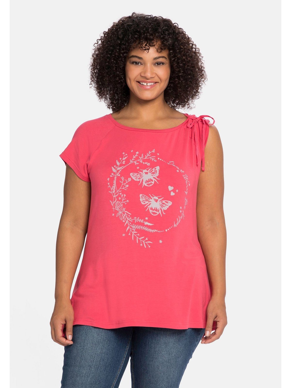 sheego by Joe Browns T-Shirt Große Größen mit Frontdruck und geraffter  Schulter | Gemusterte Kleider