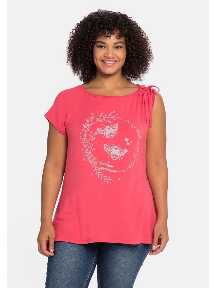 sheego by Joe Browns T-Shirt Große Größen mit Frontdruck und geraffter  Schulter