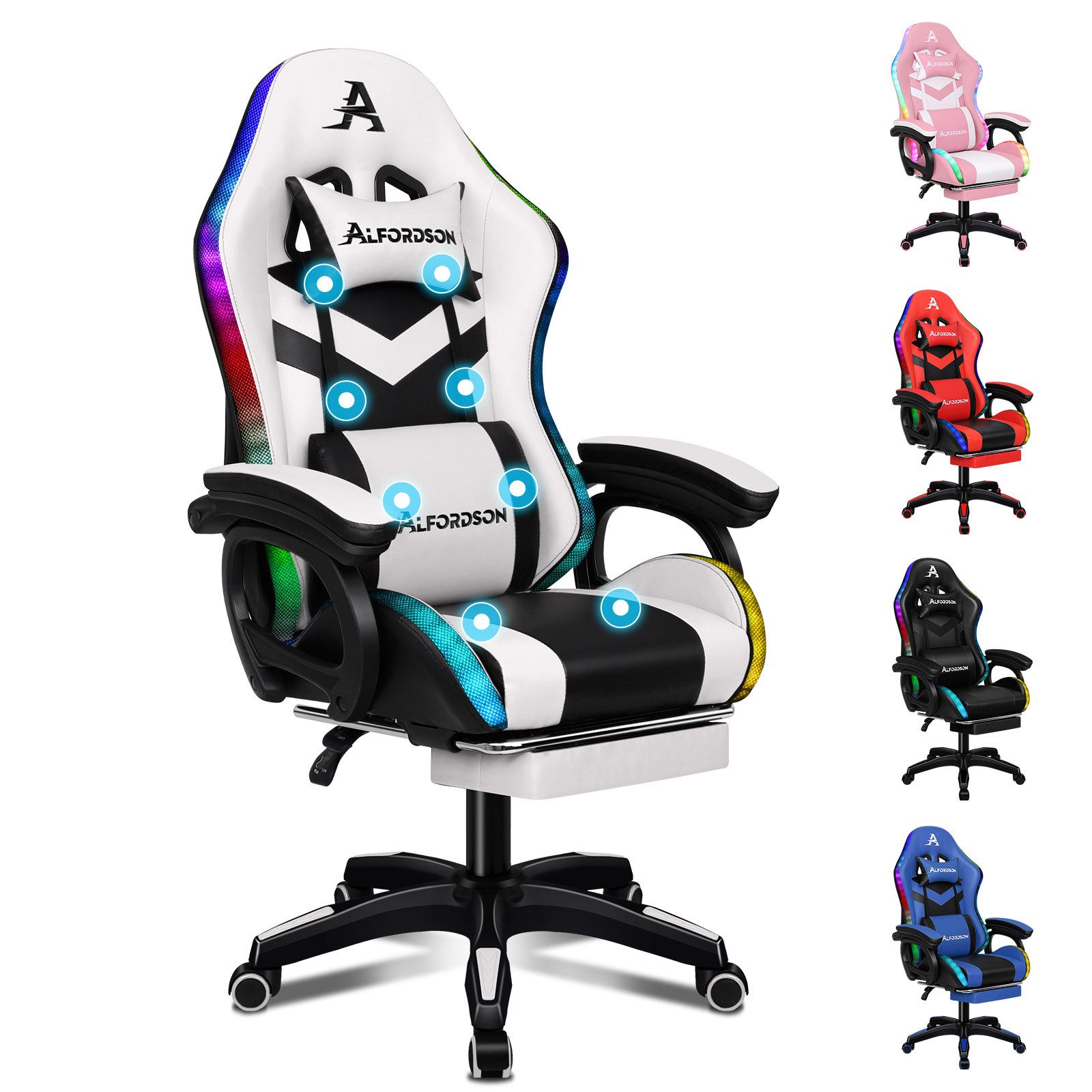 ALFORDSON Gaming-Stuhl Ergonomisch, Gamer Stühle mit Lendenwirbelkissen, Ko günstig online kaufen