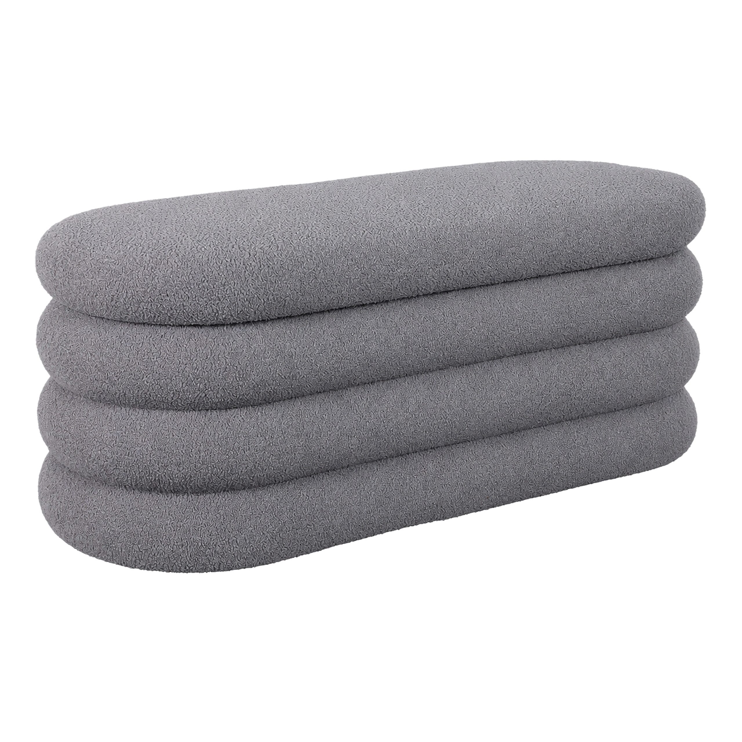 relaxdays Truhenbank Sitzbank aus Teddystoff (1-St), grau