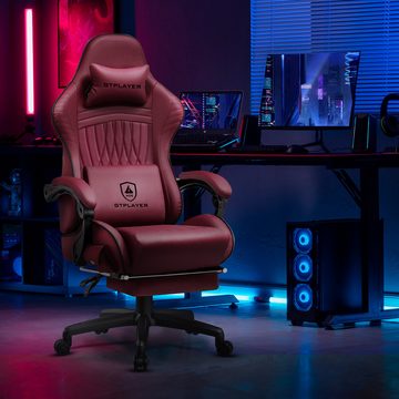 GTPLAYER Gaming-Stuhl ergonomischer Bürostuhl mit HIFI Stereo Lautsprecher, Mit Fußstütze und Verbindungsrmlehne höhenverstellbar Kopfstütze
