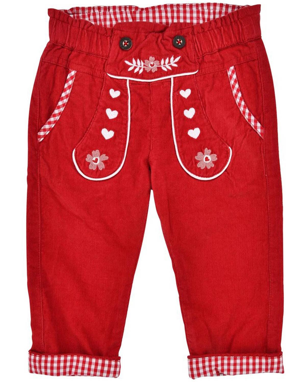 BONDI Trachtenlederhose Baby Mädchen Cordhose 86934, Rot